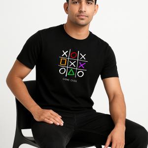 GAME OVER TIC TAC TOE COTTON BLACK T SHIRT FOR MEN & WOMEN